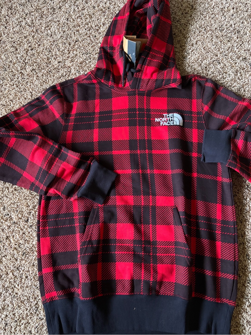 The North Face Kids Red & Black Plaid Hooded Pullover